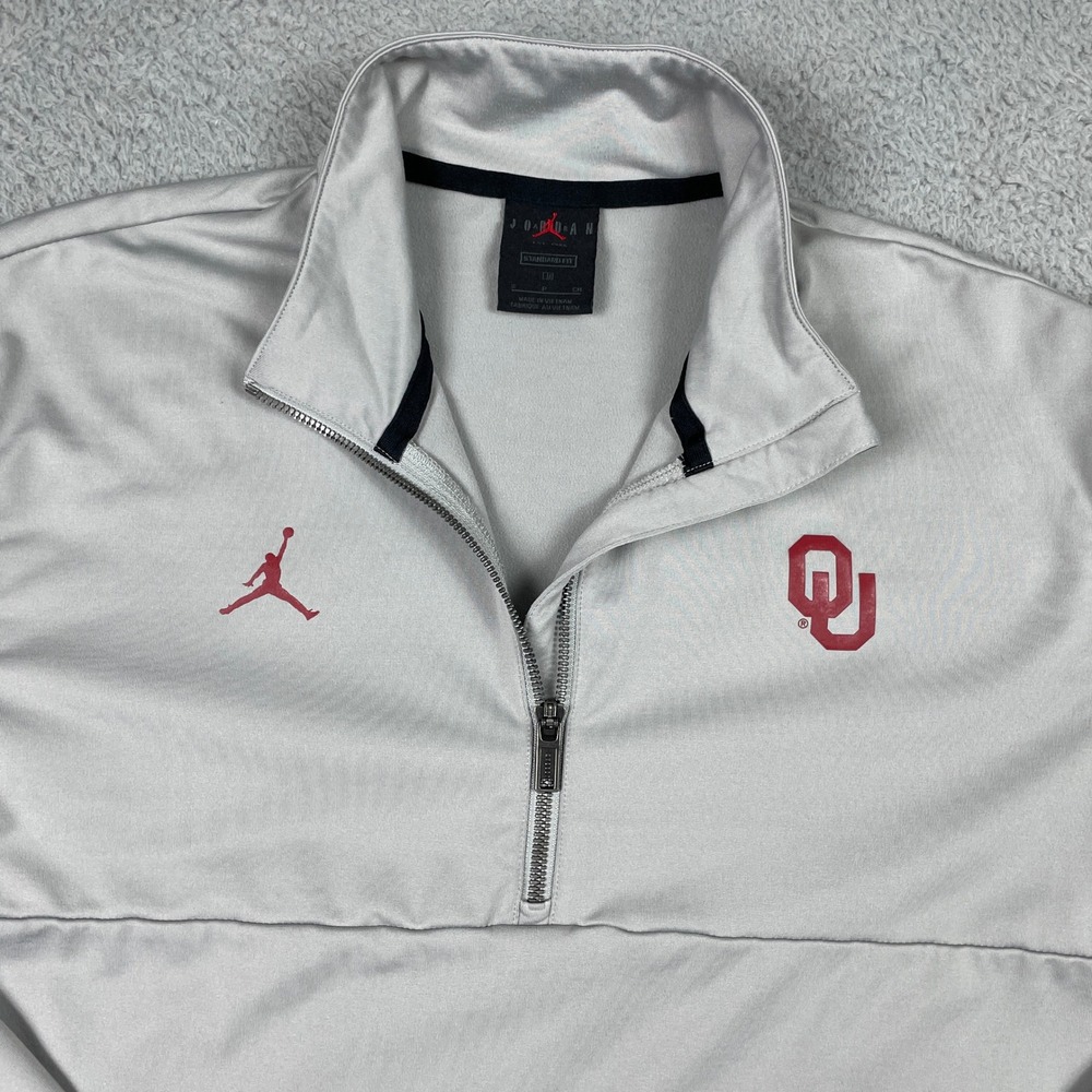 Oklahoma Sooners Jordan Quarter Zip Pullover Mens Small Grey CN9871-012 OU - Picture 2 of 12